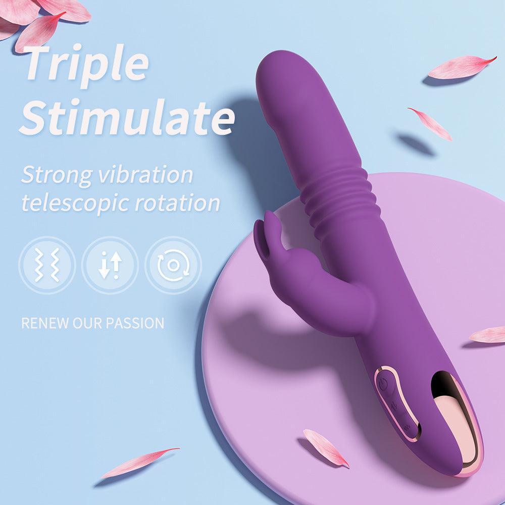 Thick & Thrust Bunny - Dual Shaft Thrusting And Girth Expanding Vibrator - Xoxomoving