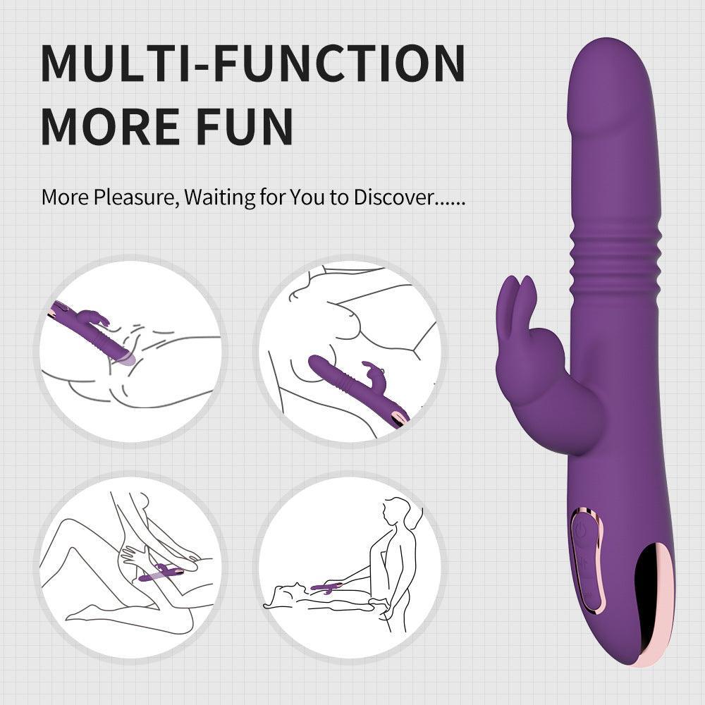 Thick & Thrust Bunny - Dual Shaft Thrusting And Girth Expanding Vibrator - Xoxomoving