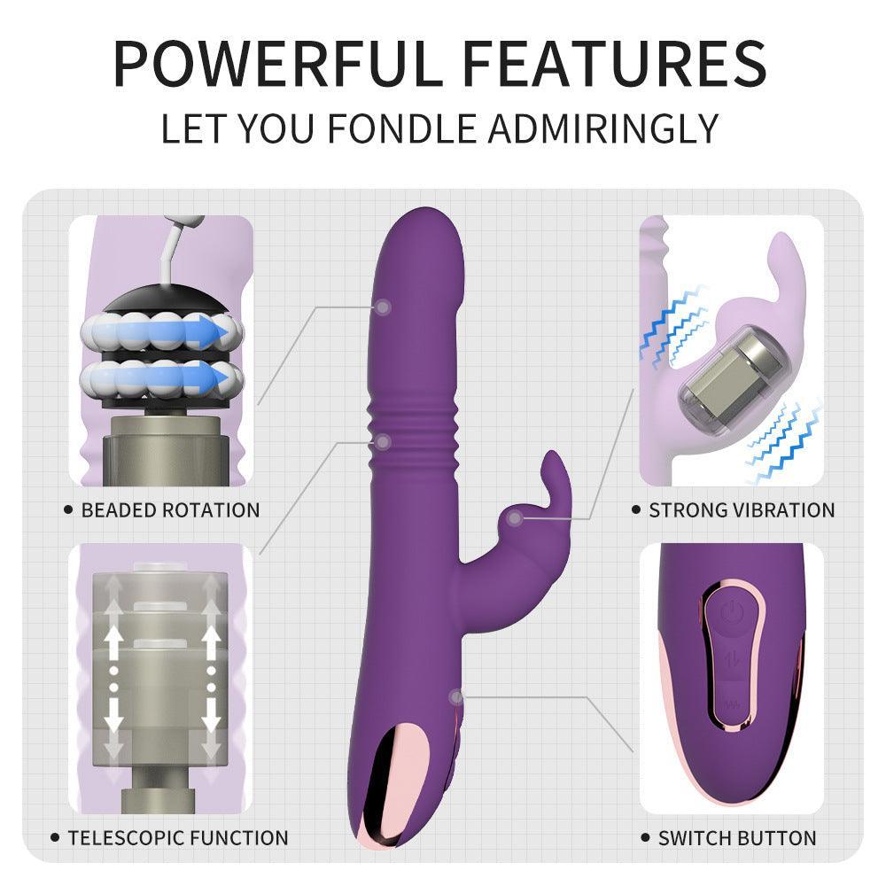 Thick & Thrust Bunny - Dual Shaft Thrusting And Girth Expanding Vibrator - Xoxomoving