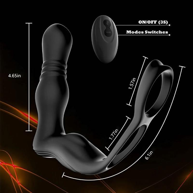 THOR 3 Thrusting 10 Vibrating Dual Cock Rings Prostate Massager - Xoxomoving