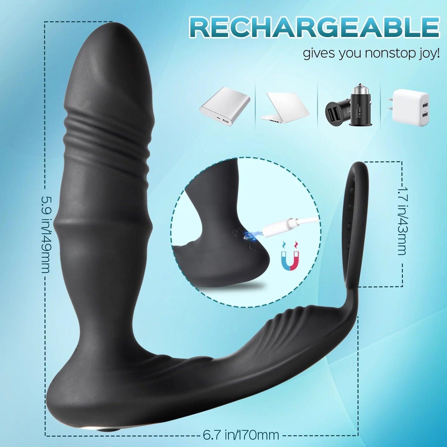 Thrusting Prostate Massager with Cock Ring - Xoxomoving