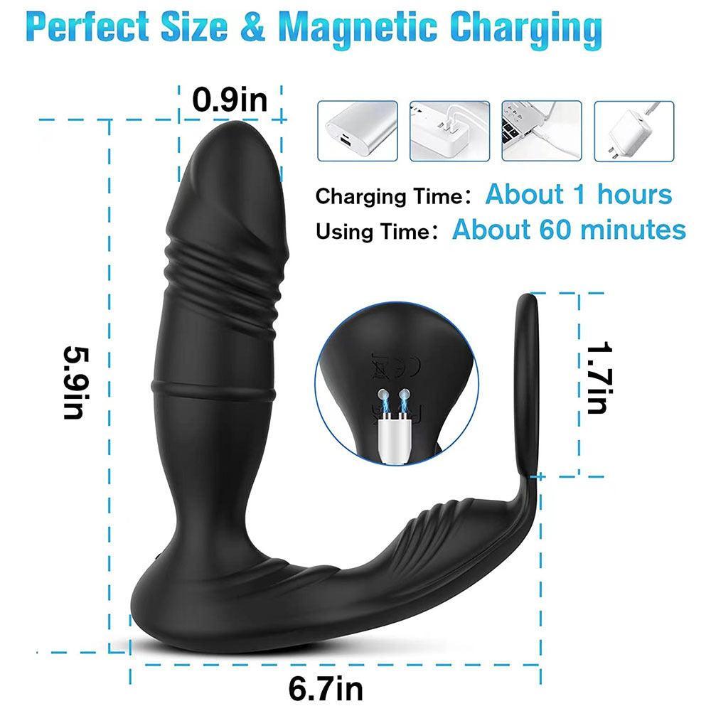 Thrusting Prostate Massager with Cock Ring - Xoxomoving