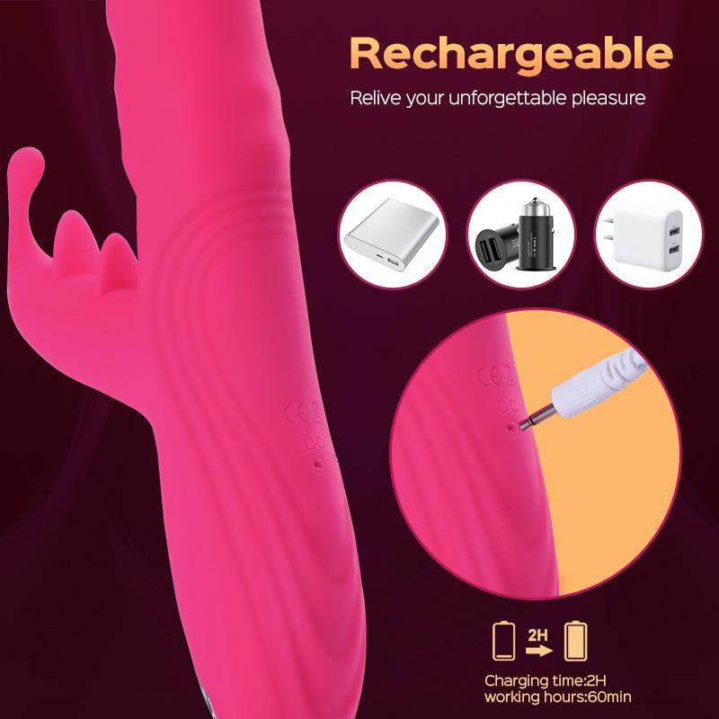 Thrusting Rabbit Vibrator with Rotation Beads - Tentacle Vibe for Dual Stimulation - Xoxomoving