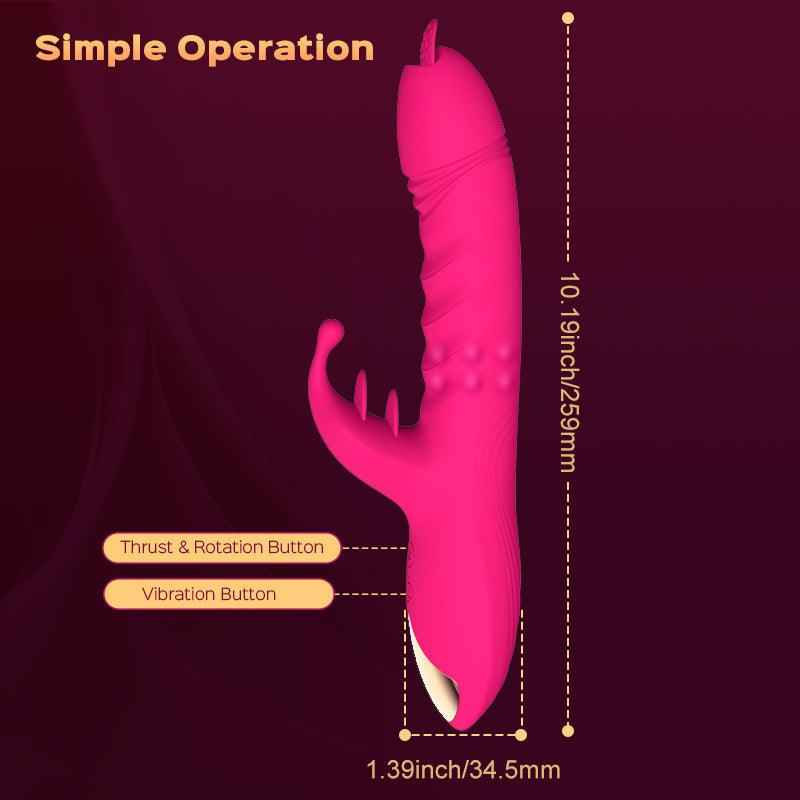 Thrusting Rabbit Vibrator with Rotation Beads - Tentacle Vibe for Dual Stimulation - Xoxomoving