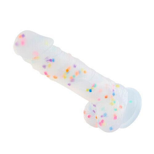 Transparent Silicone Dildo with Colored Spots 8.07 Inch - Xoxomoving