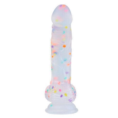 Transparent Silicone Dildo with Colored Spots 8.07 Inch - Xoxomoving