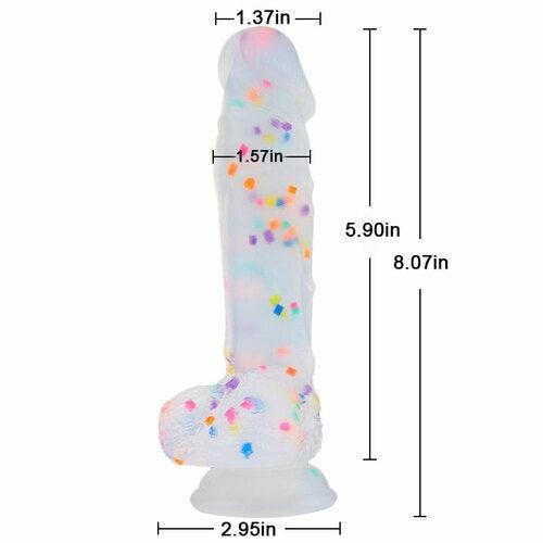 Transparent Silicone Dildo with Colored Spots 8.07 Inch - Xoxomoving