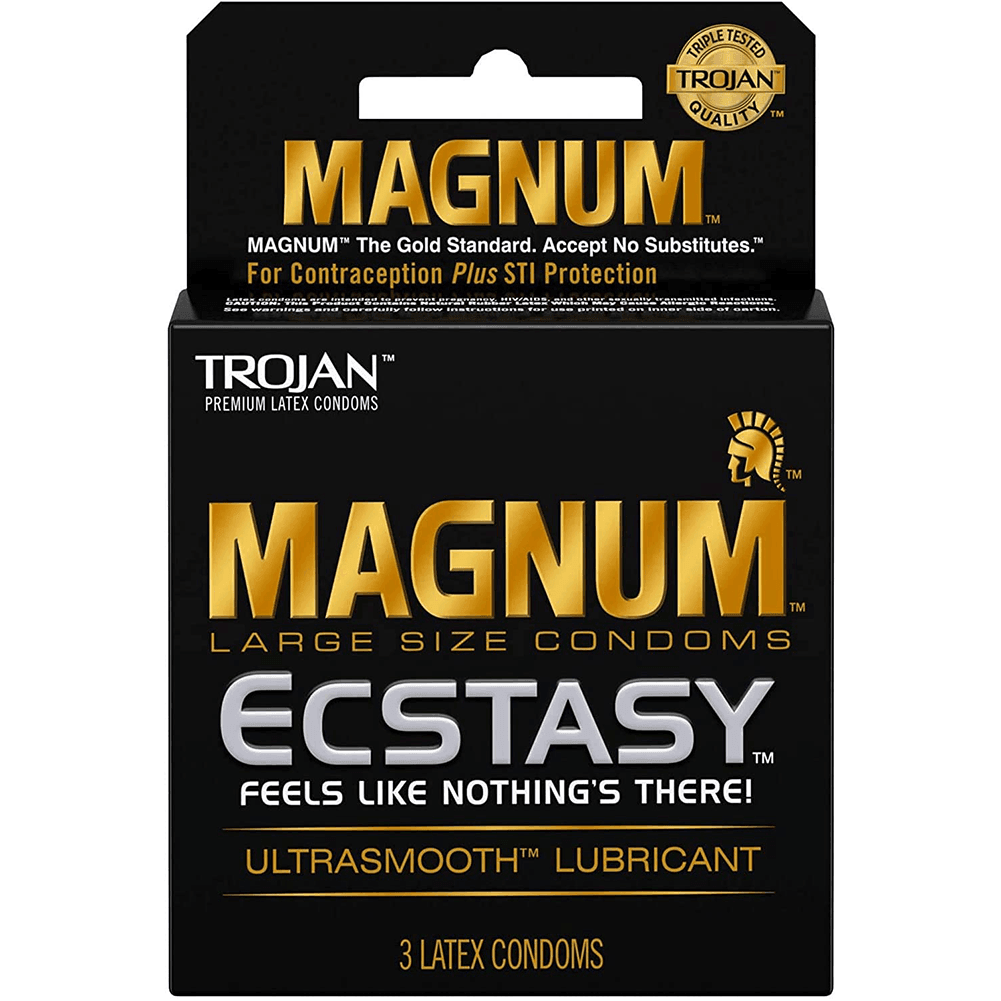 Trojan Magnum Ecstasy Large Size Lubricated Condoms - 3 Pack - Xoxomoving