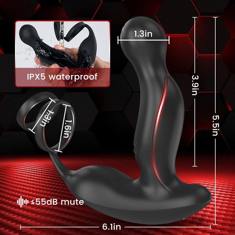 U-GONSER 3-IN-1 Prostate Massager: 11 Vibrations & Dual Penis Ring - Xoxomoving