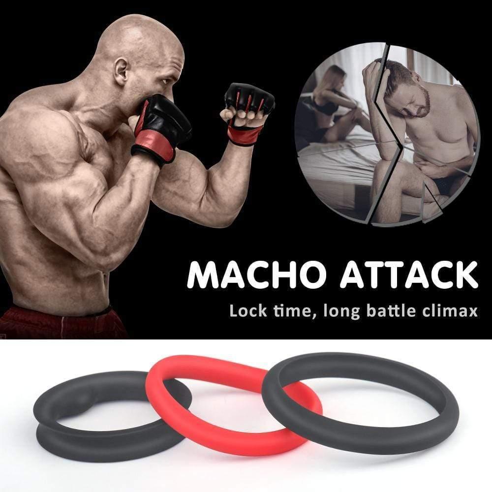 Upgrade Your Pleasure: 1.5-Inch Black & Red Cock Ring Set - Xoxomoving