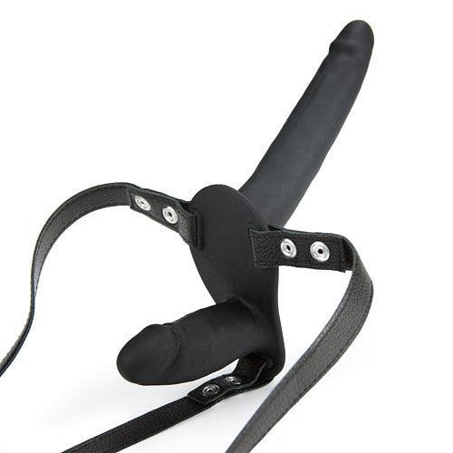 Dual Dildo Harness with Adjustable Vegan Leather Straps - Xoxomoving