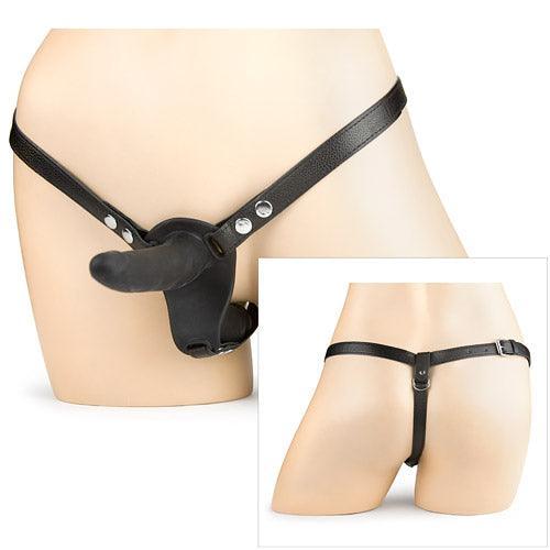 Dual Dildo Harness with Adjustable Vegan Leather Straps - Xoxomoving