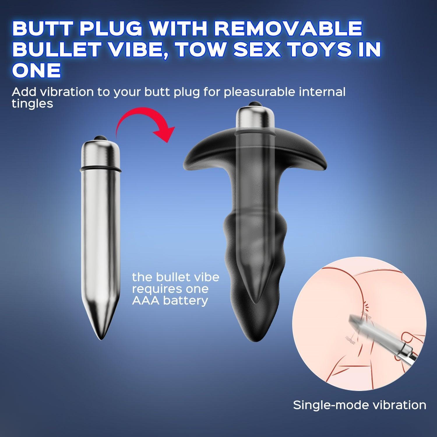 Vibrating Silicone Butt Plug with Removable Bullet Vibe - Perfect for Beginners - Xoxomoving