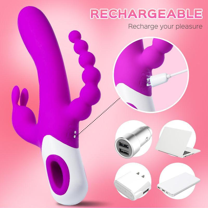 Violet Sonata - Triple Rabbit Vibrator with Anal Beads - Xoxomoving