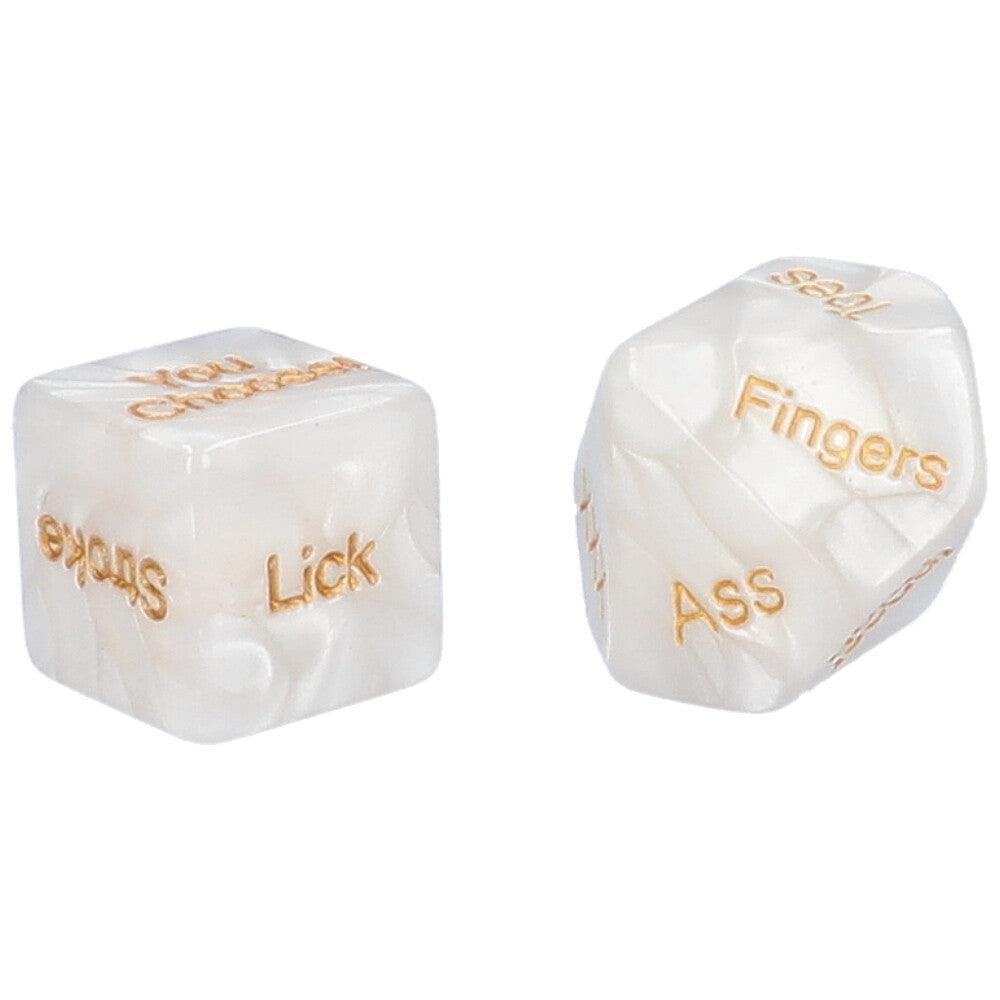 White & Gold Sex Dice - Xoxomoving