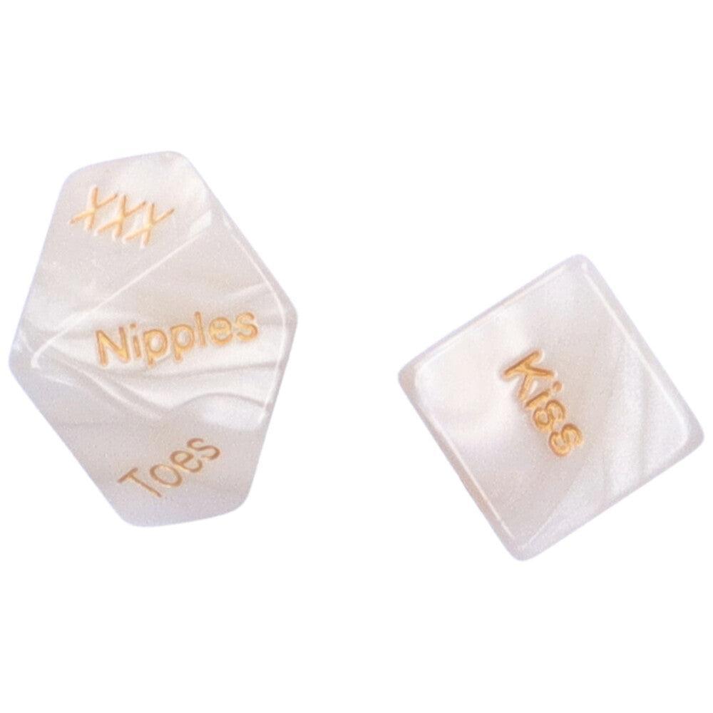 White & Gold Sex Dice - Xoxomoving