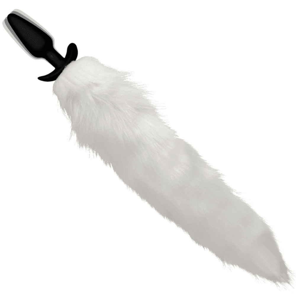 White Fox Tail Vibrating Anal Plug with Remote - Xoxomoving