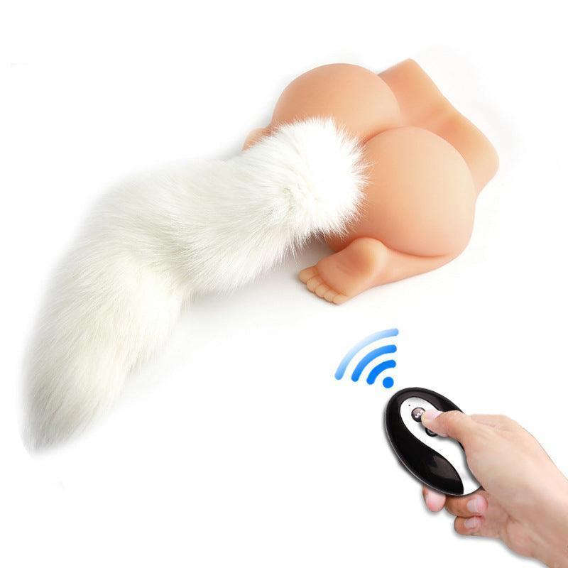 White Fox Tail Vibrating Anal Plug with Remote - Xoxomoving