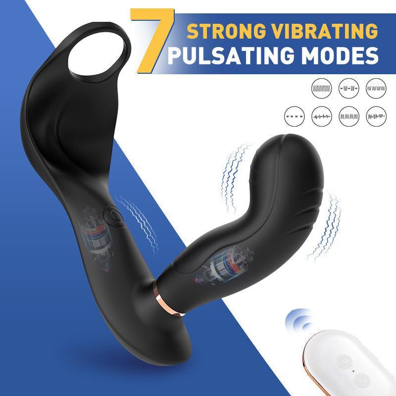 Wild Bill 7 Vibrating 7 Pulsating Balls Cock Ring Prostate Anal Massager - Xoxomoving