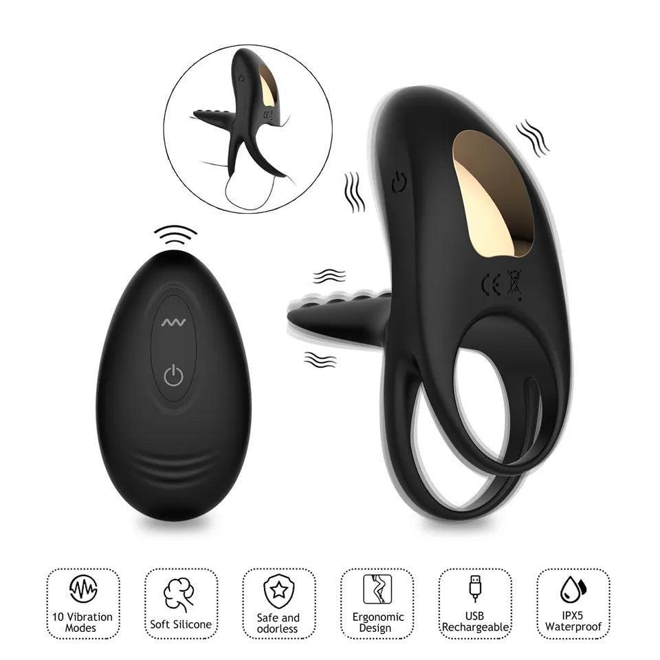 Wireless Clit Teasing Tongue Dual Erection Enhancing Ring - Xoxomoving