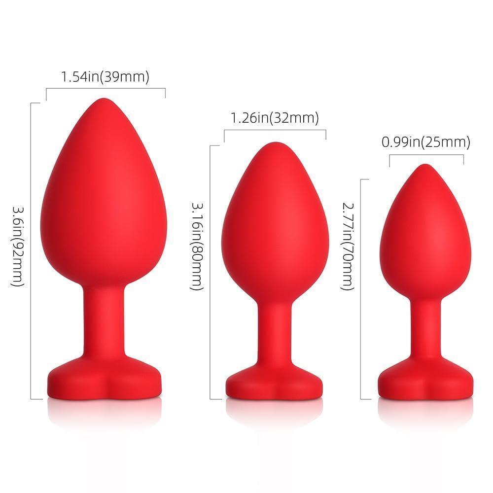 Yellow Gem Red Silicone Butt Plug Set - Xoxomoving