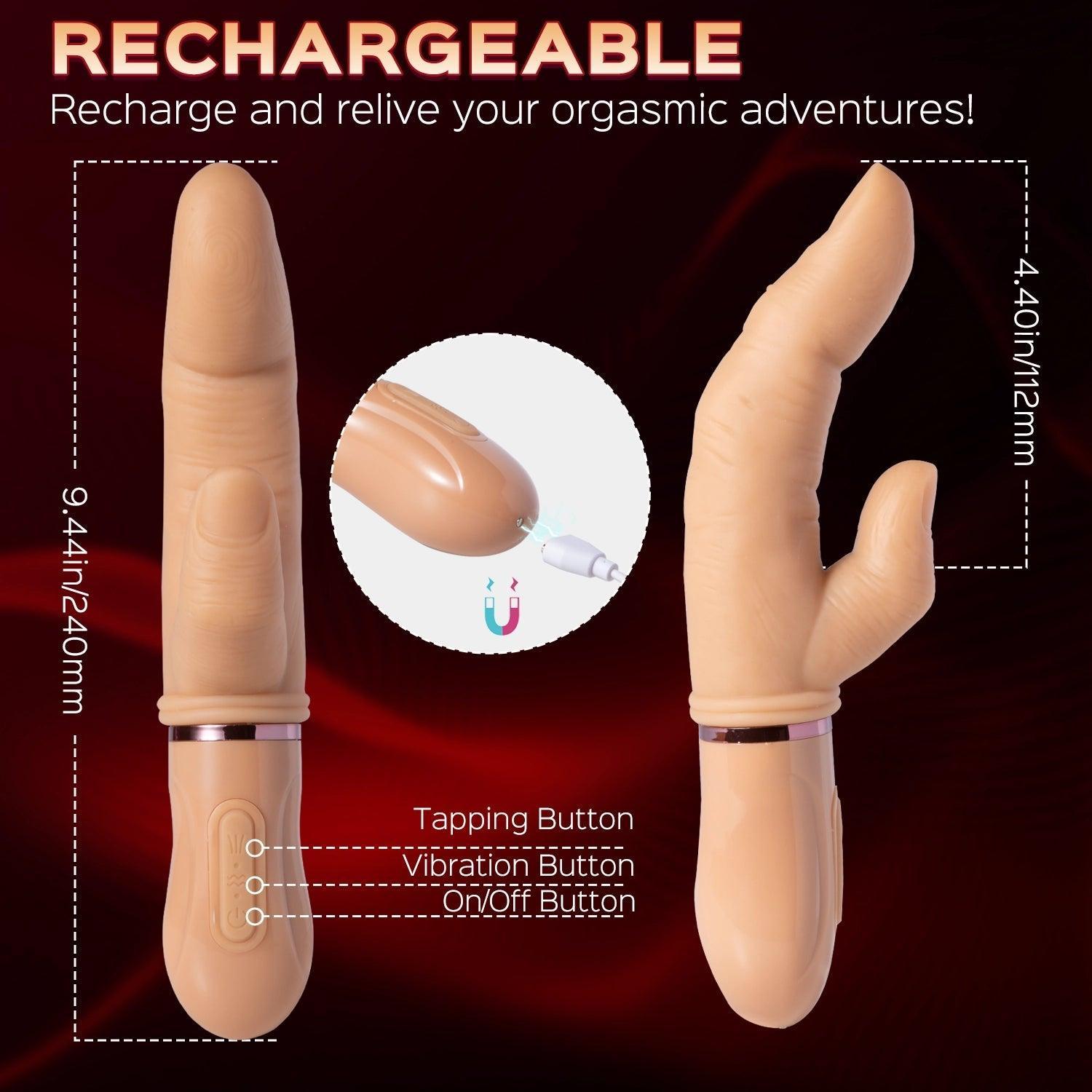 Zayn - Vibrating & Tapping Realistic Finger-shaped Dildo 4.4 Inch - Xoxomoving